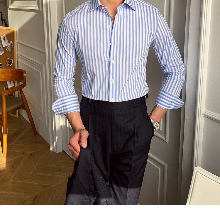 Italian Blue Striped Shirt - Antonios