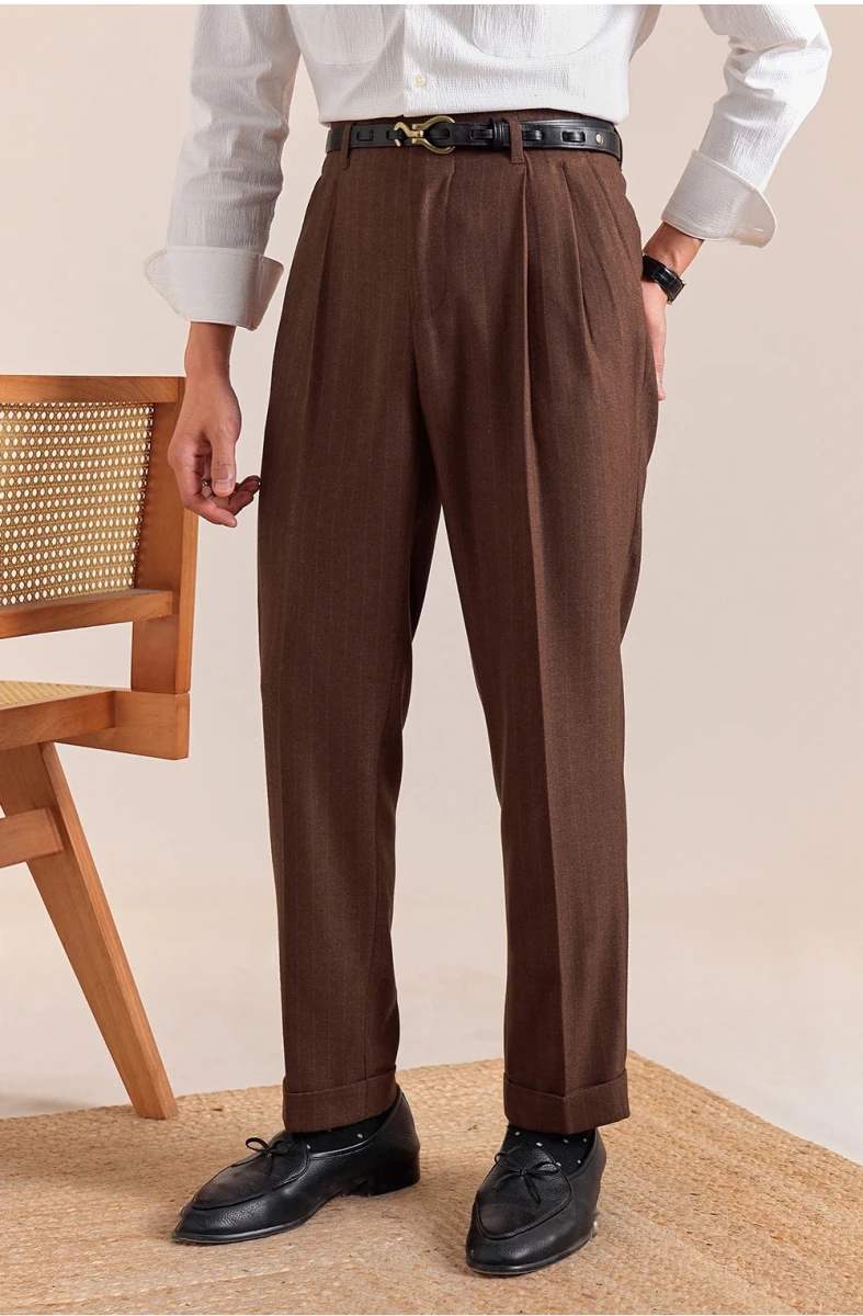 Italian office brown straight pants - Antonios
