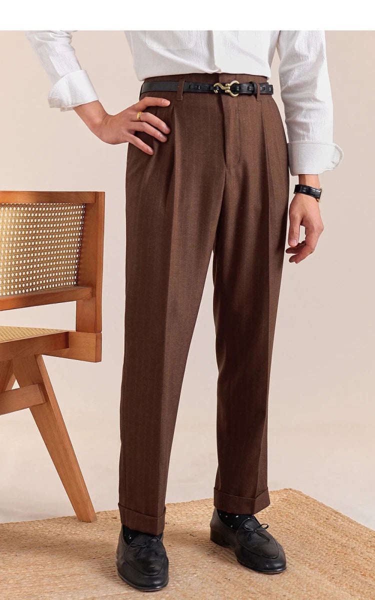Italian office brown straight pants - Antonios