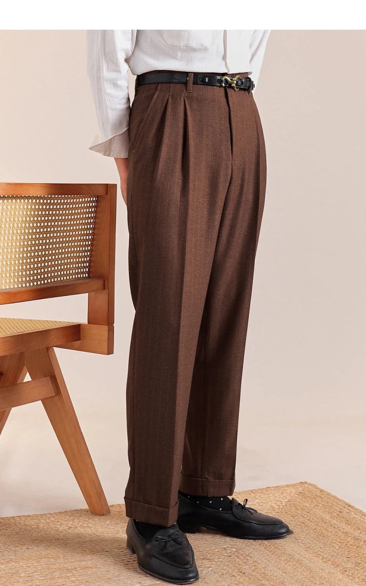 Italian office brown straight pants - Antonios
