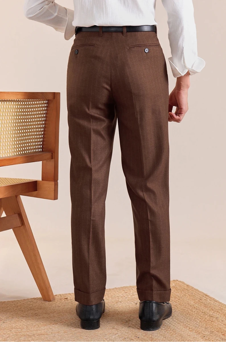 Italian office brown straight pants - Antonios