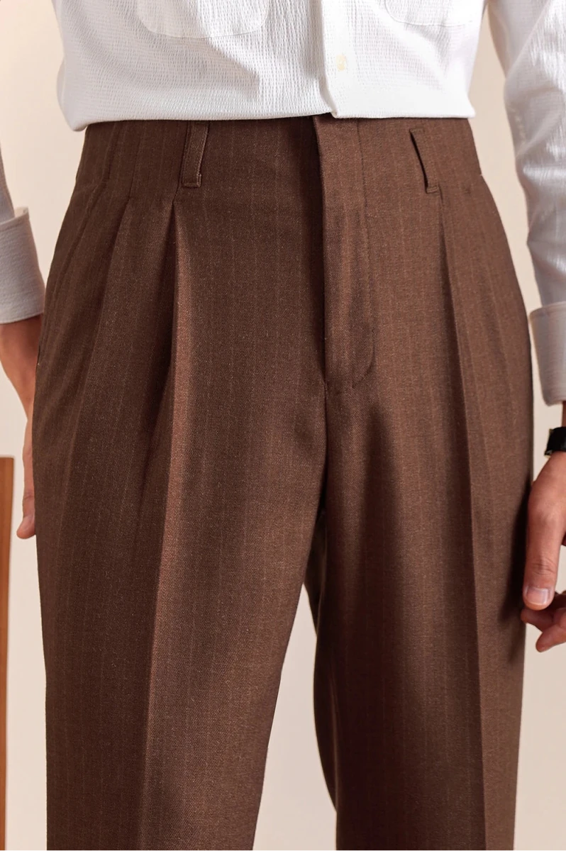 Italian office brown straight pants - Antonios
