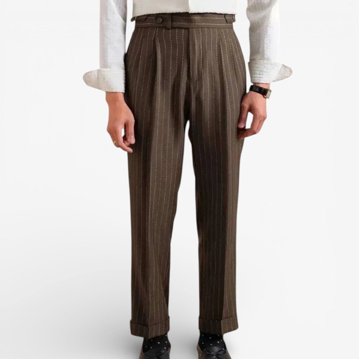 Italian style double pleated striped trousers - Antonios