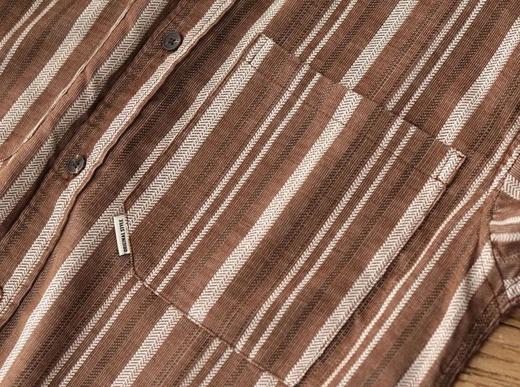 Japanese corduroy striped double pocket shirt - Antonios