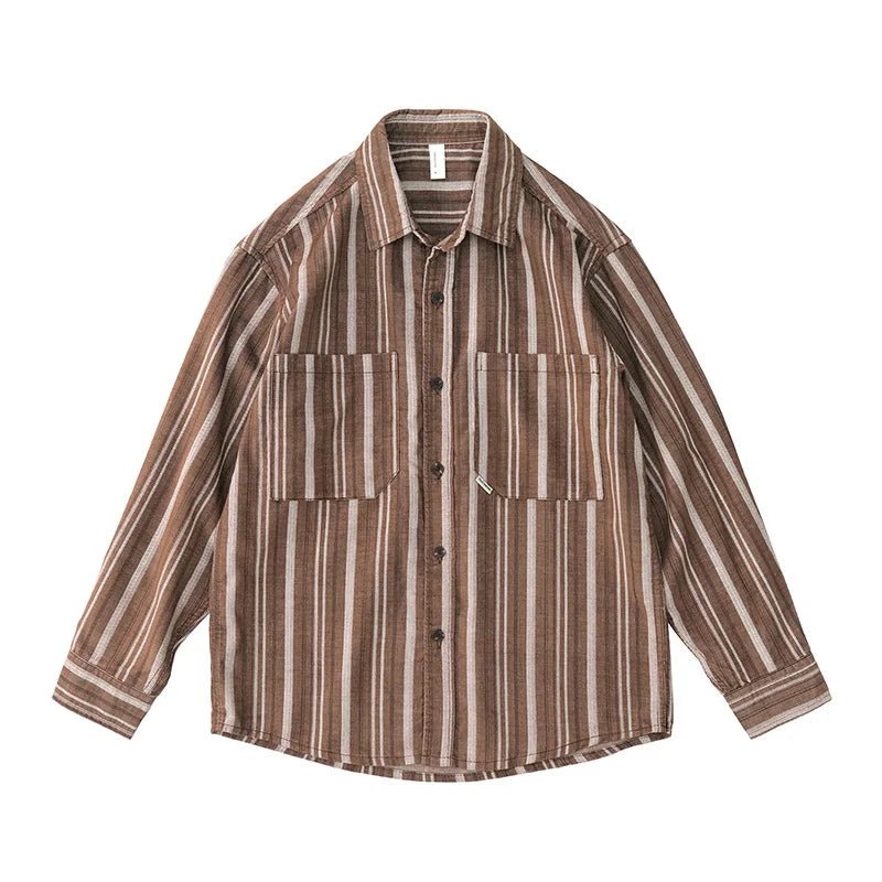 Japanese corduroy striped double pocket shirt - Antonios