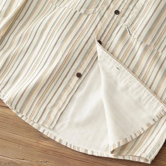 Japanese corduroy striped double pocket shirt - Antonios