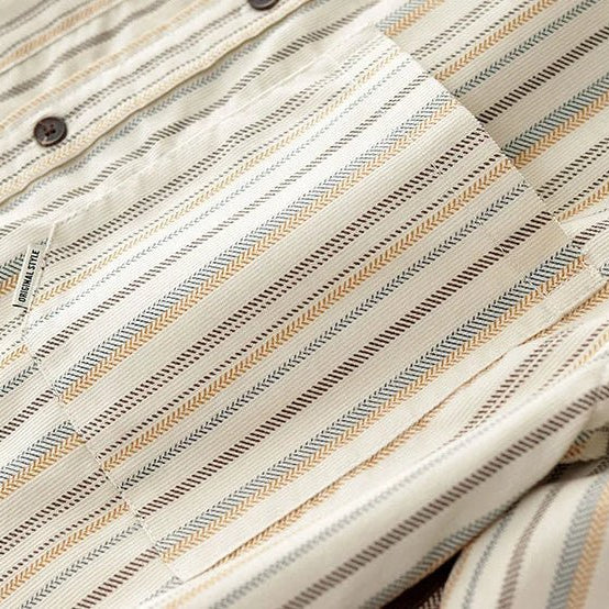 Japanese corduroy striped double pocket shirt - Antonios