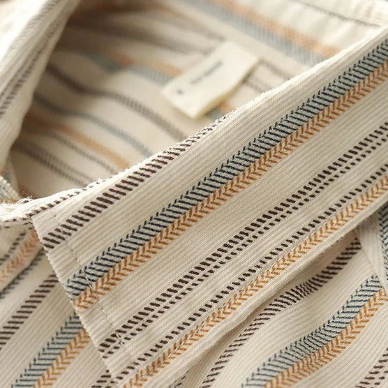 Japanese corduroy striped double pocket shirt - Antonios