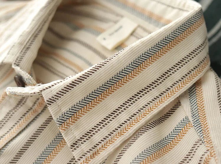 Japanese corduroy striped double pocket shirt - Antonios