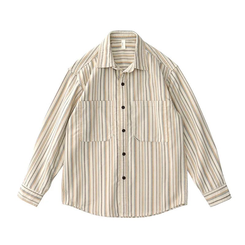Japanese corduroy striped double pocket shirt - Antonios
