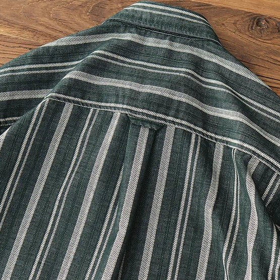 Japanese corduroy striped double pocket shirt - Antonios