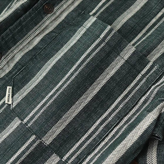 Japanese corduroy striped double pocket shirt - Antonios