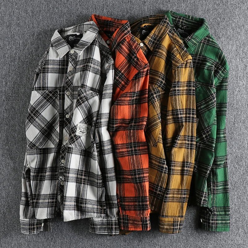 Japanese plaid pattern autumn shirt - Antonios