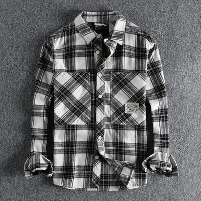Japanese plaid pattern autumn shirt - Antonios