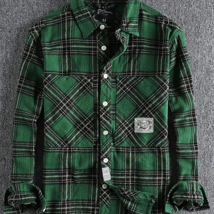 Japanese plaid pattern autumn shirt - Antonios