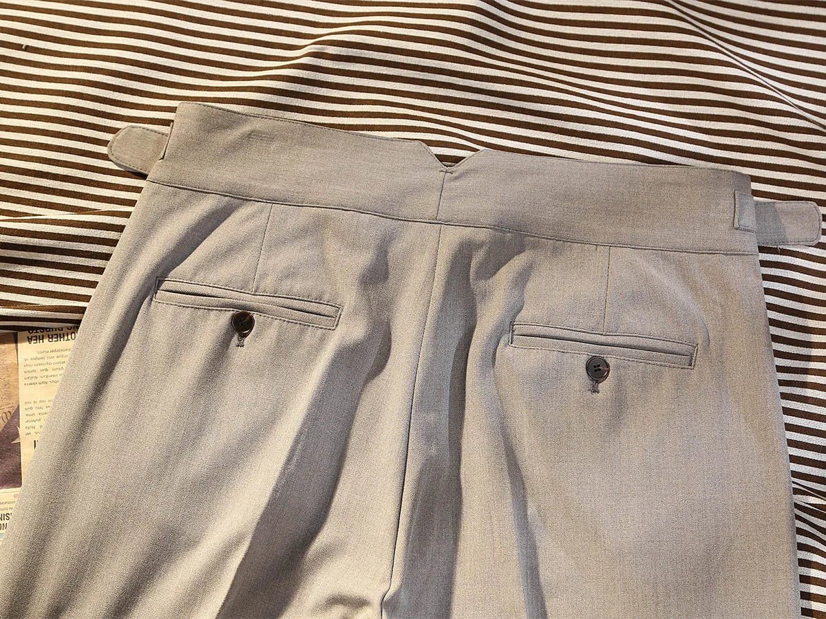 Khaki herringbone pattern tapered pants - Antonios