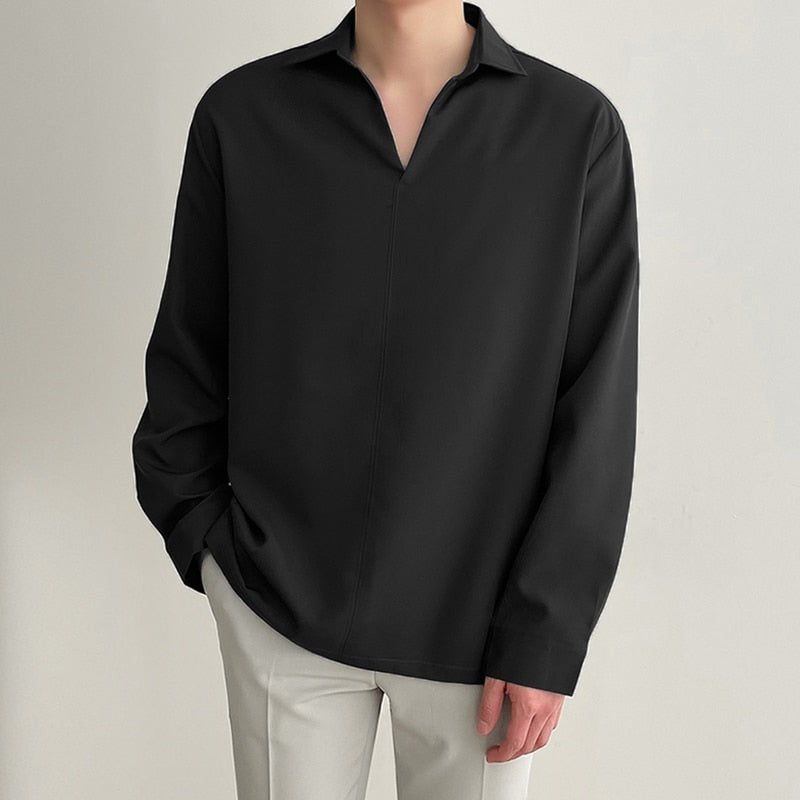 Korean Loose Fit Long - Sleeve Shirt - Antonios