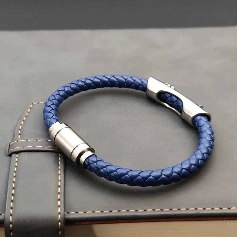 Leather bracelet with stainless steel cross - Antonios