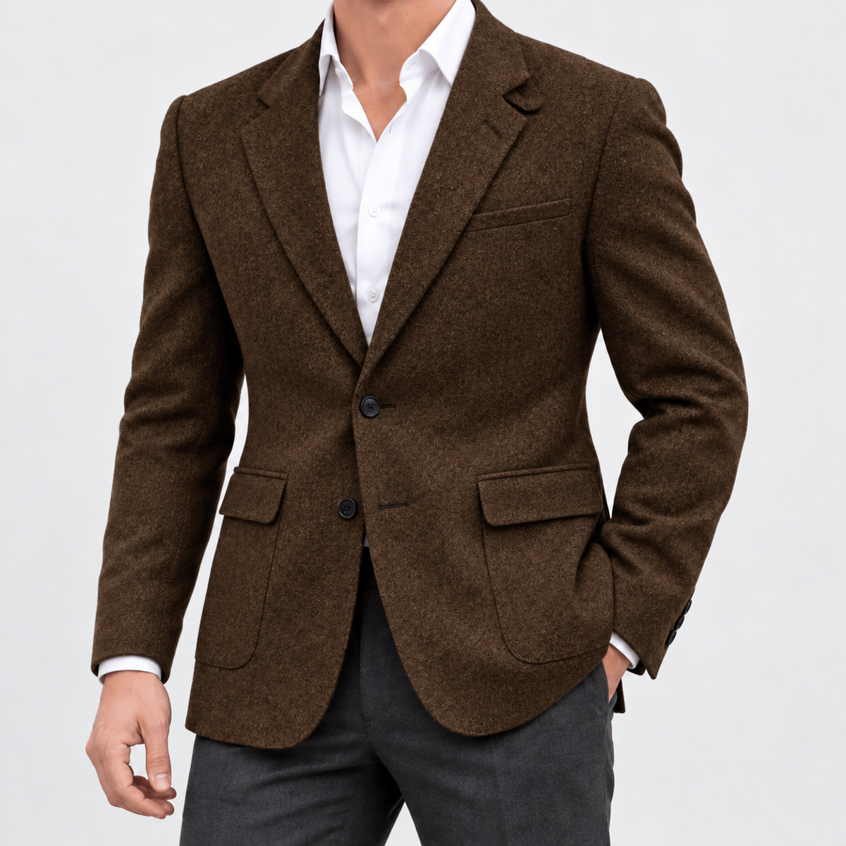 Leo slim fit elegant suit blazer - AntoniosClothing - Brown