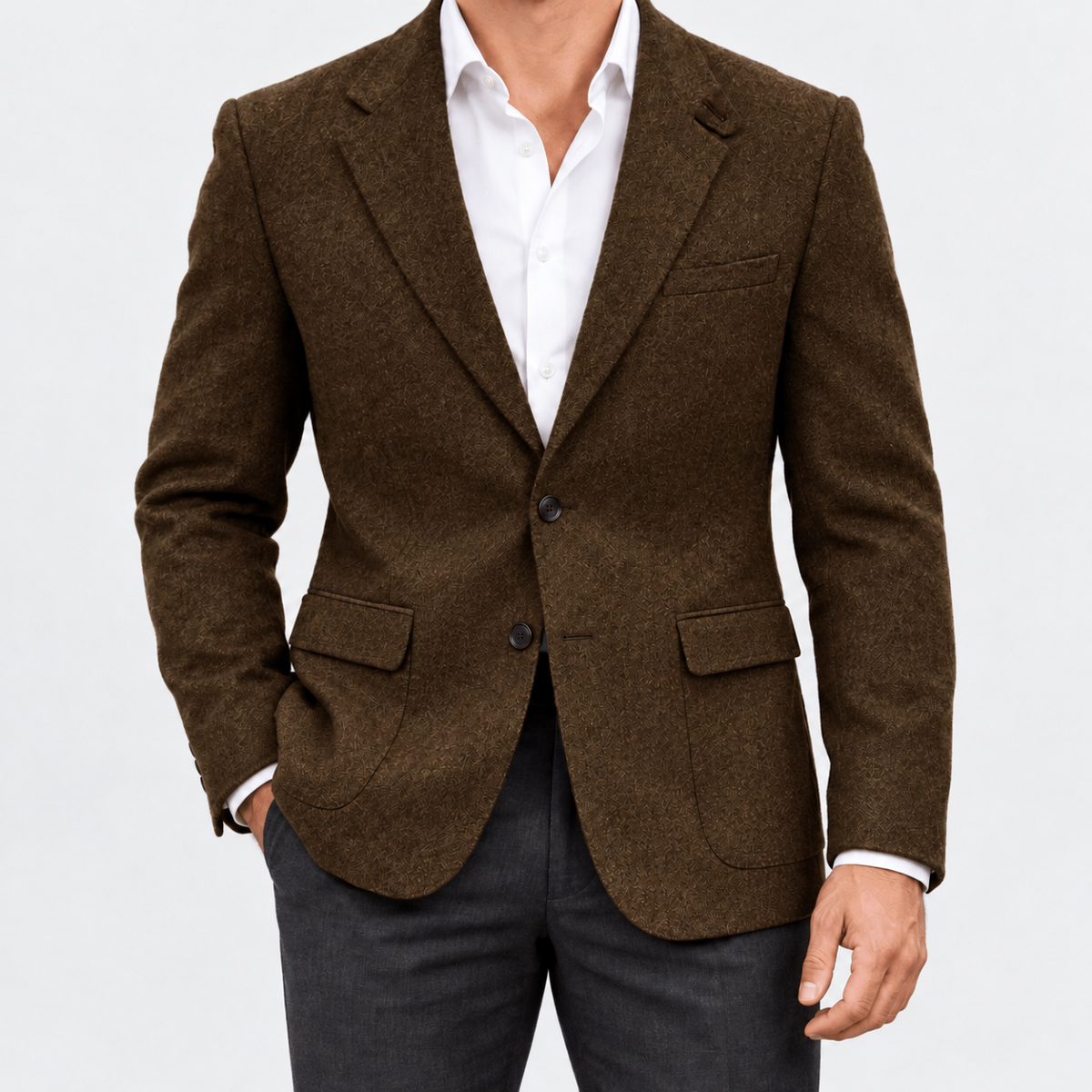 Leo slim fit elegant suit blazer - AntoniosClothing - Brown