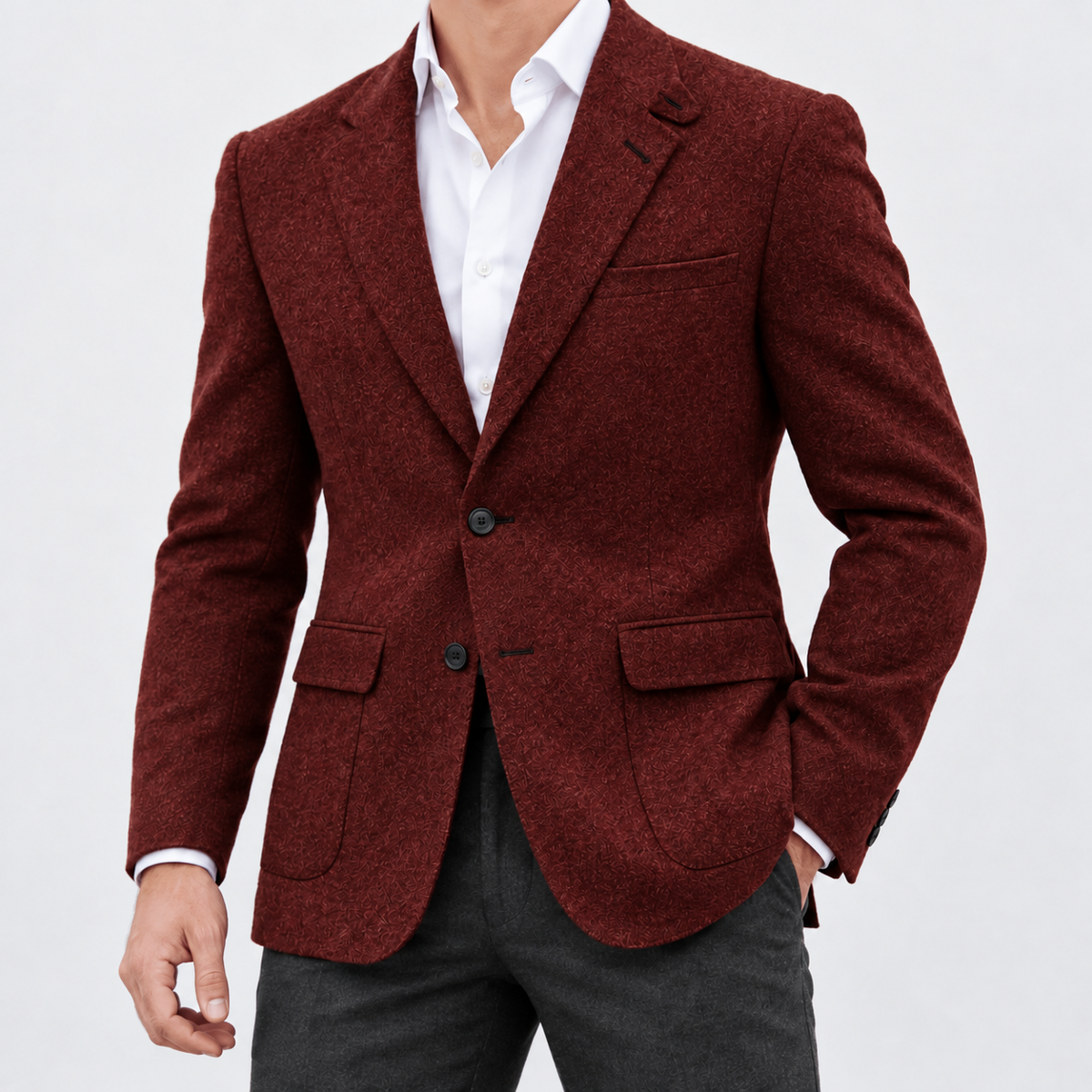 Leo slim fit elegant suit blazer - AntoniosClothing - Burgundy