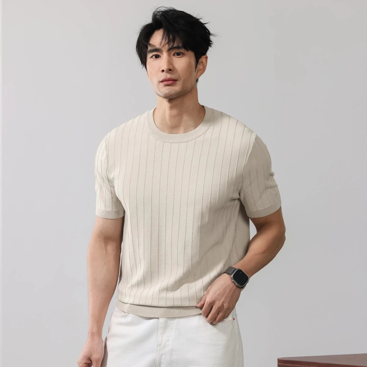 Leo business striped design t-shirt - Antonios