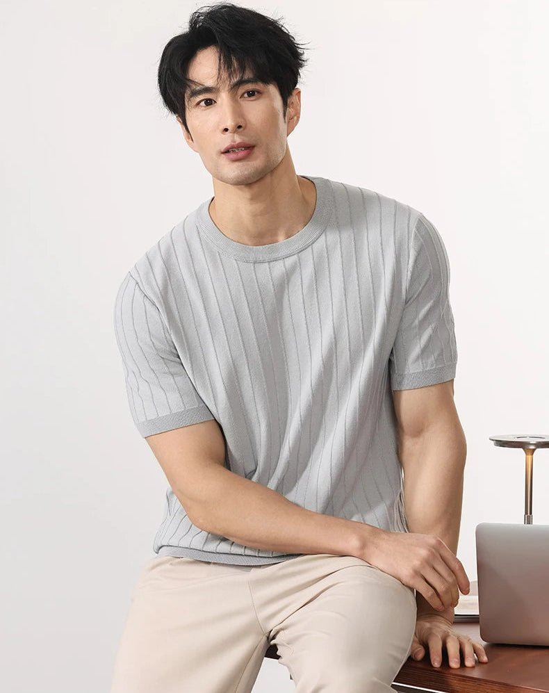 Leo business striped design t-shirt - Antonios
