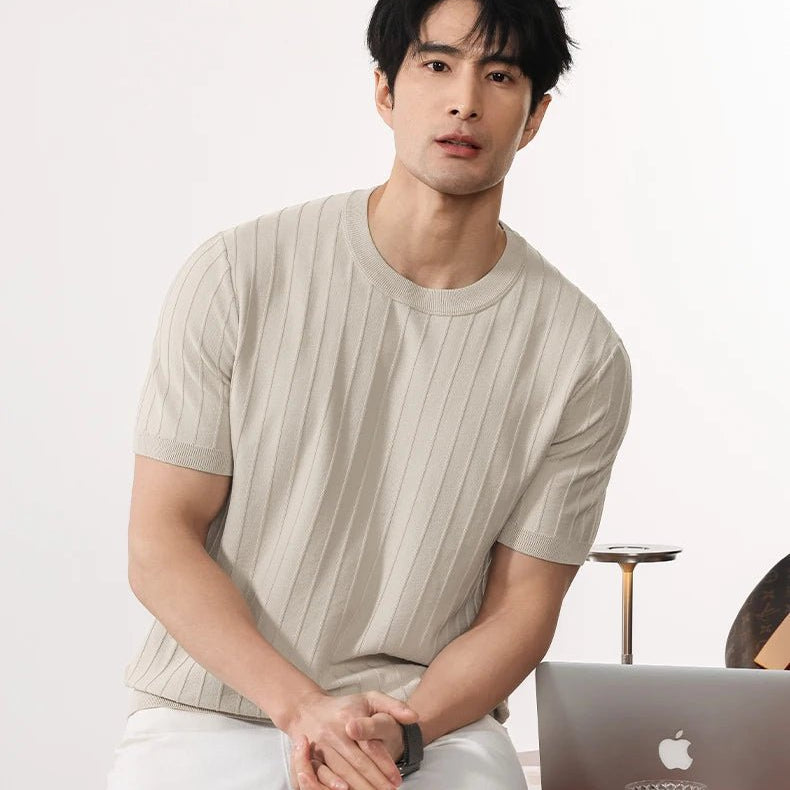 Leo business striped design t-shirt - Antonios