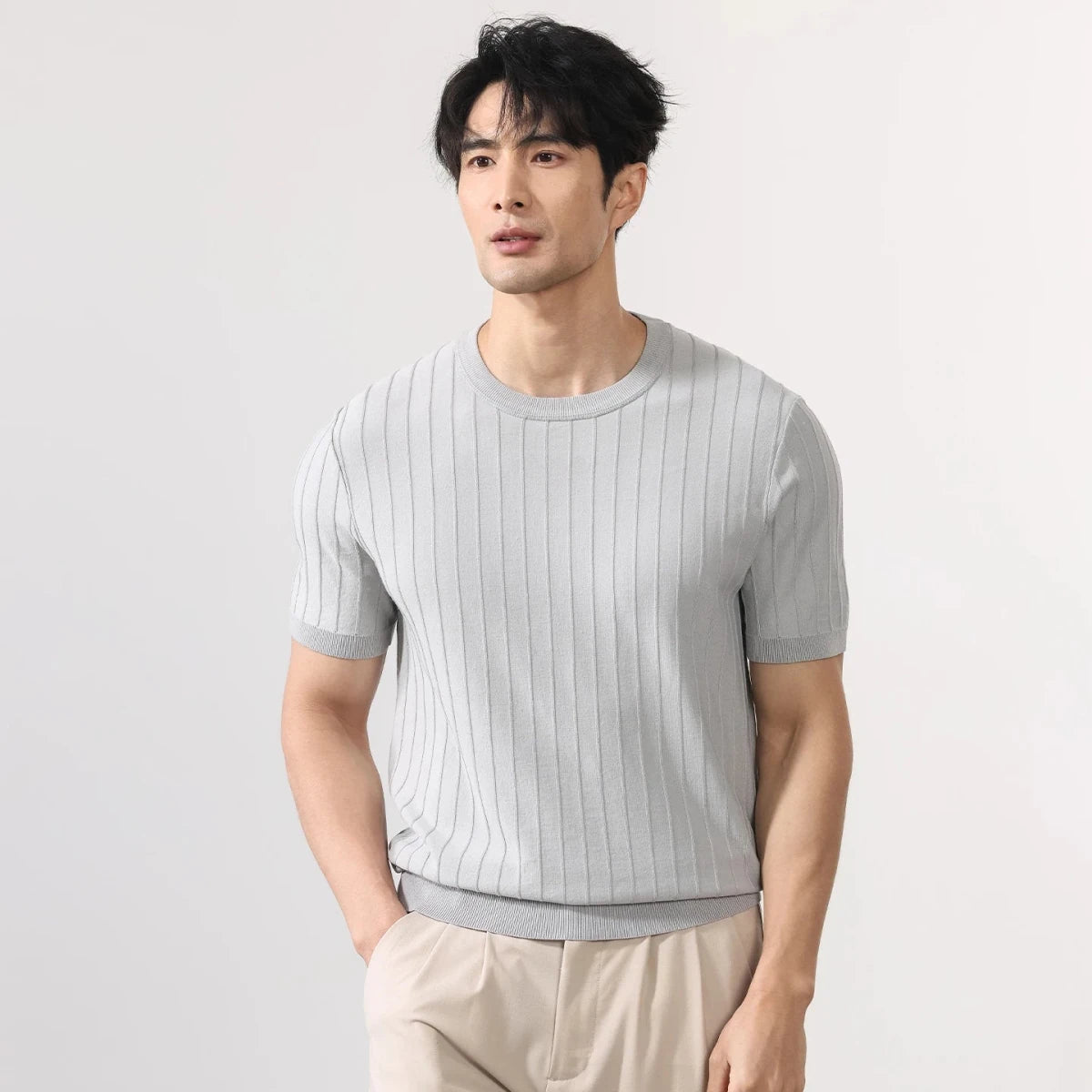 Leo business striped design t-shirt - Antonios