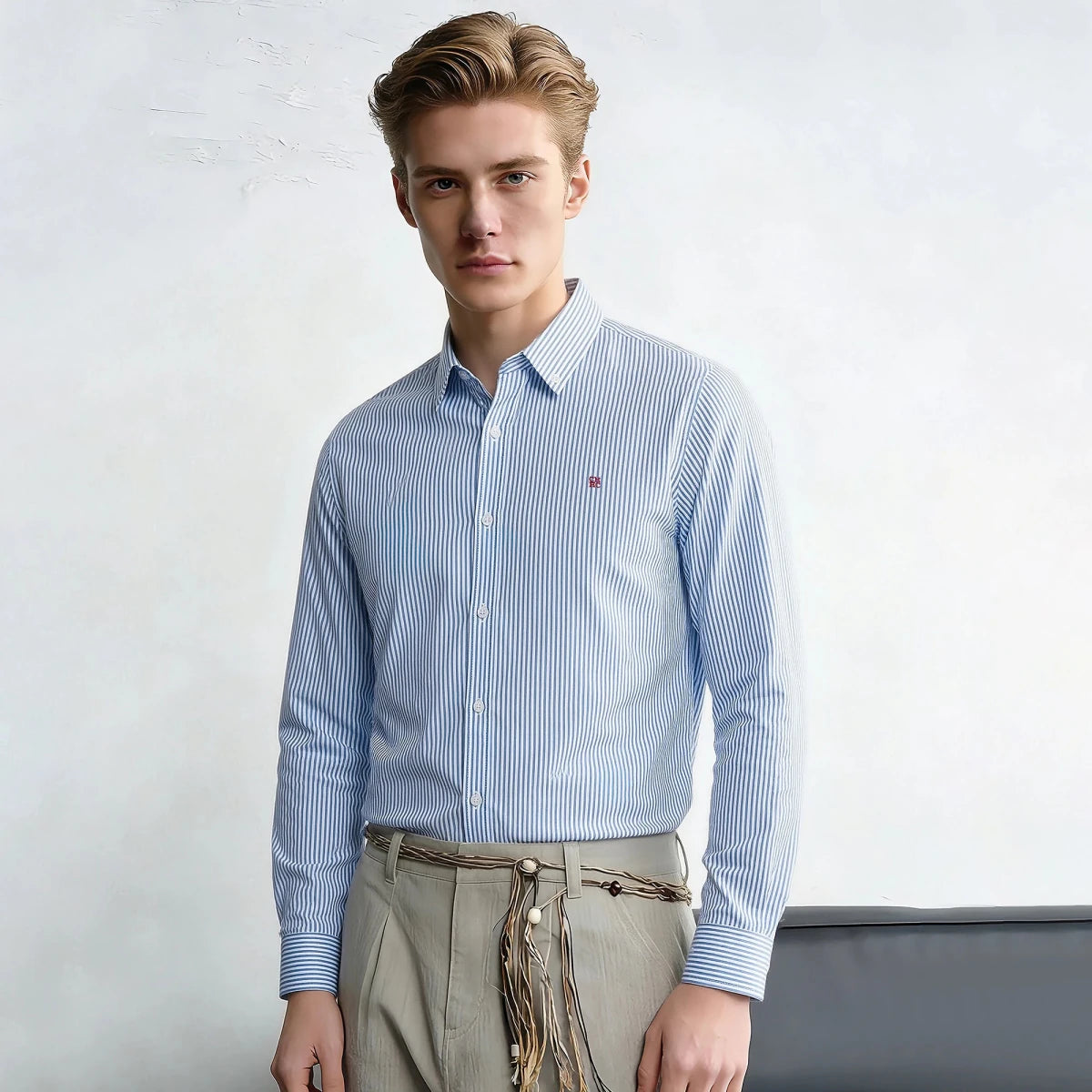 Leo classic stripe blue shirt - Antonios