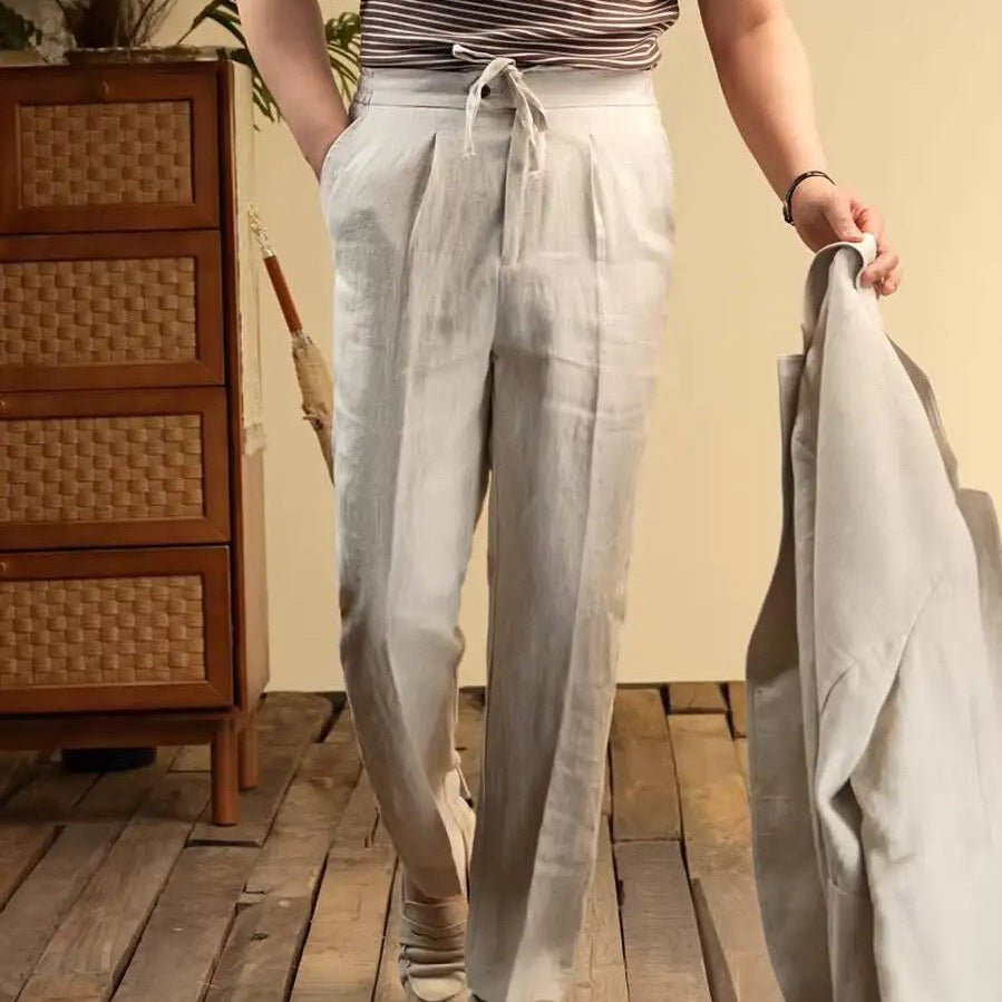 Leo italian-style linen pants for elegant dress - Antonios