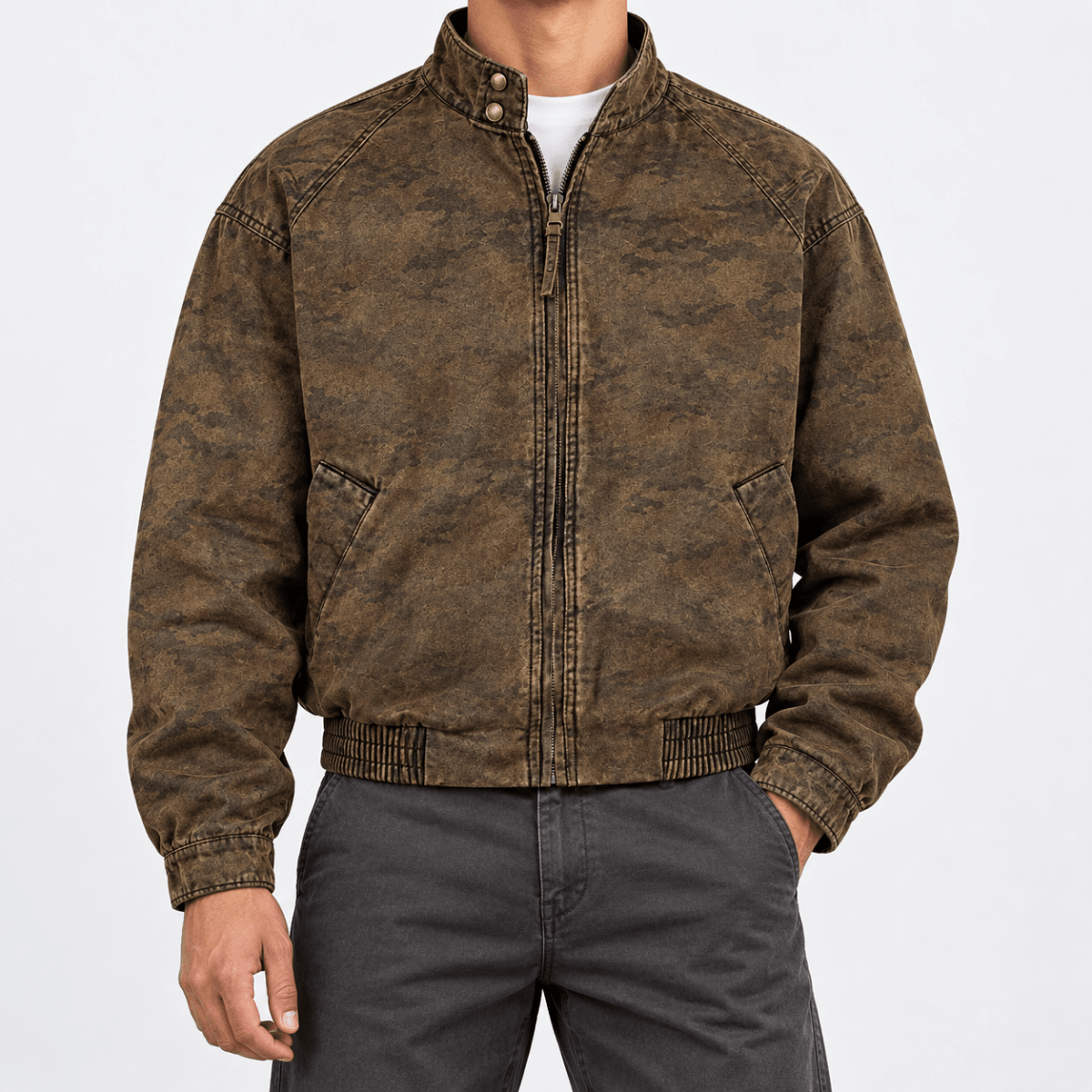 Leo motorcycle cotton casual jacket - AntoniosClothing - Coffee