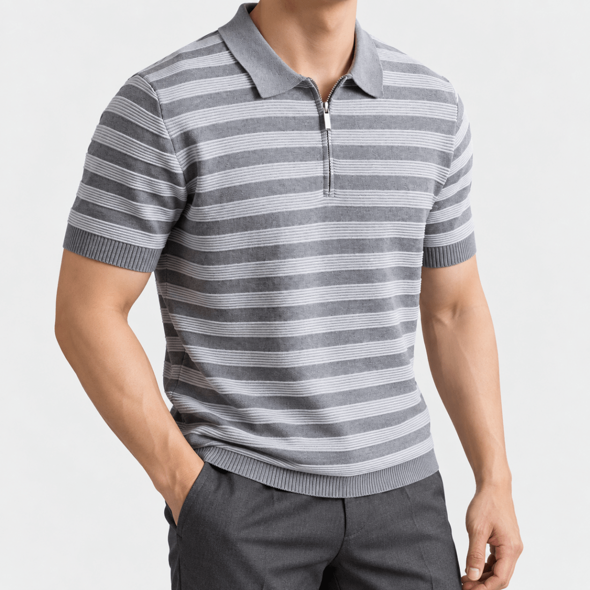 Leo spring knitted polo shirt - AntoniosClothing - White