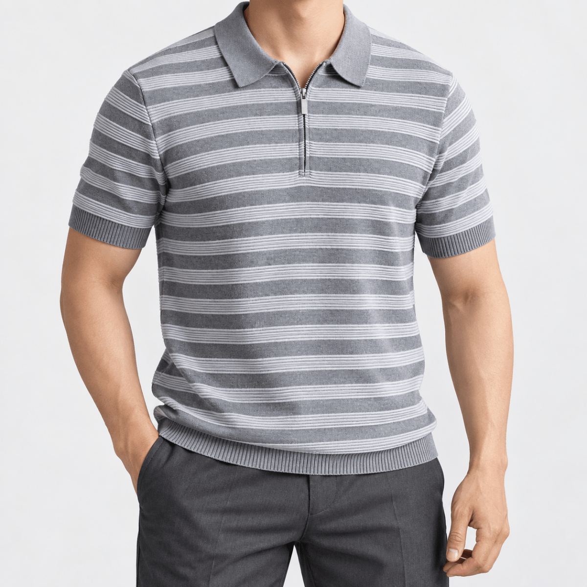 Leo spring knitted polo shirt - AntoniosClothing - White
