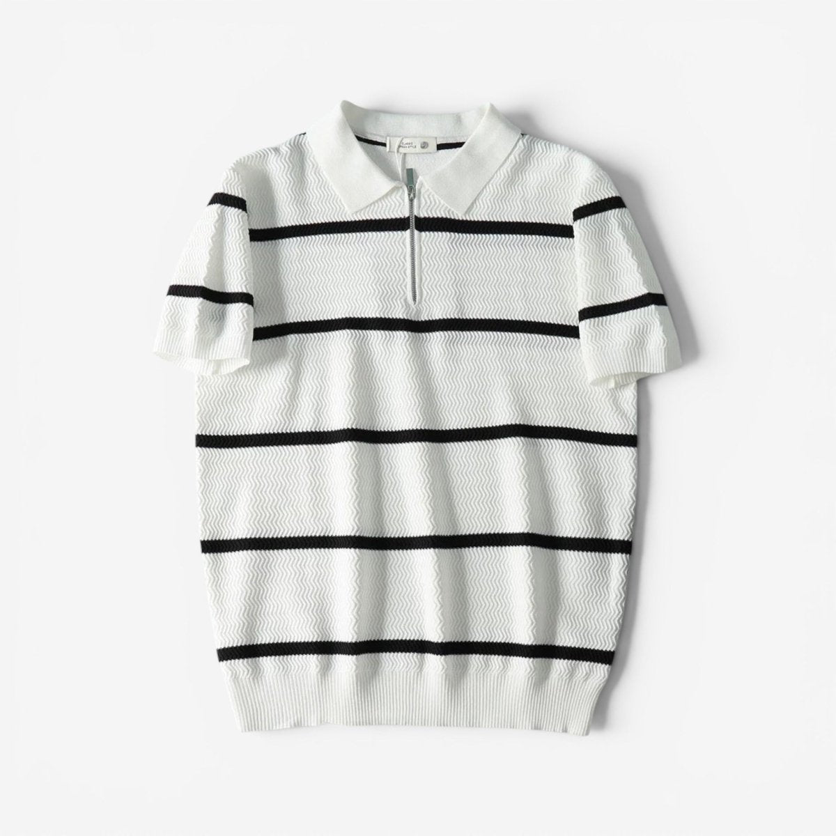 Leo striped casual polo t-shirt with zipper - Antonios