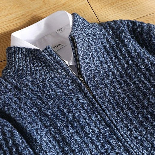 Leo zipper collar 100% merino wool cargian - Antonios