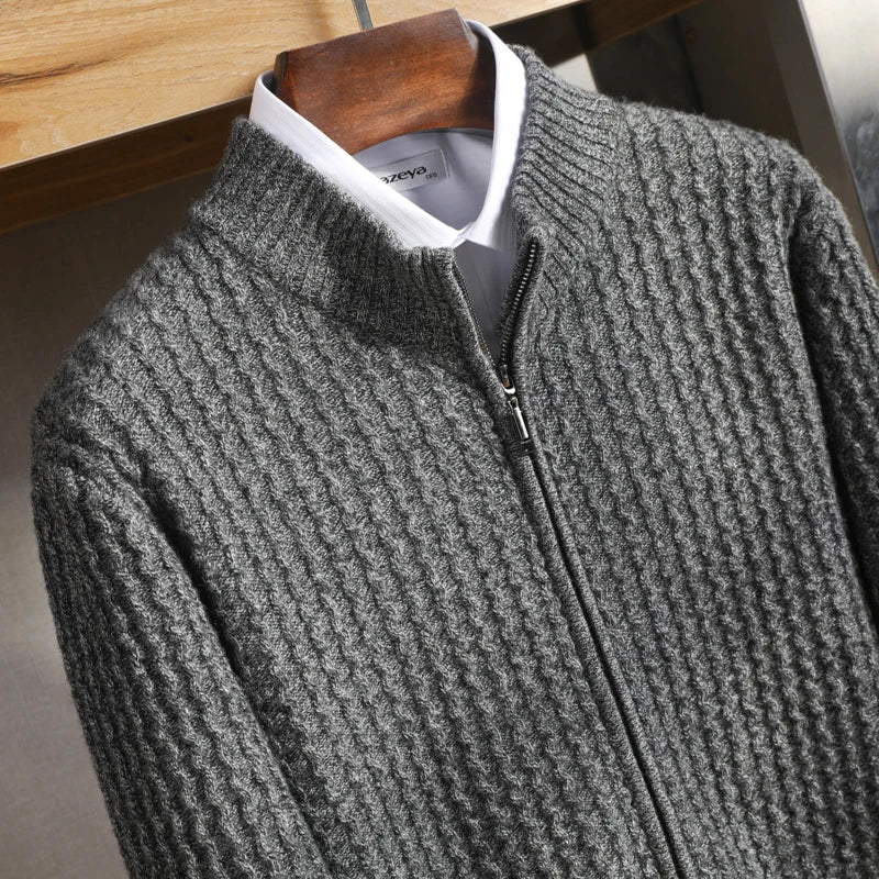 Leo zipper collar 100% merino wool cargian - Antonios