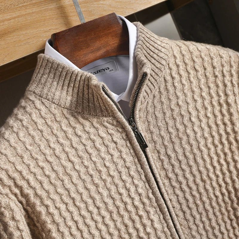Leo zipper collar 100% merino wool cargian - Antonios