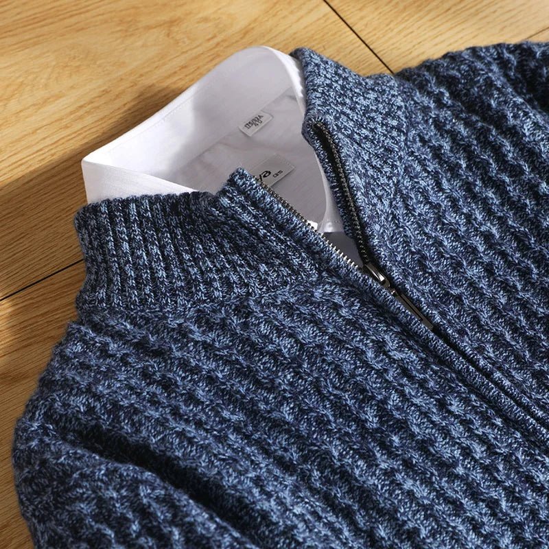 Leo zipper collar 100% merino wool cargian - Antonios