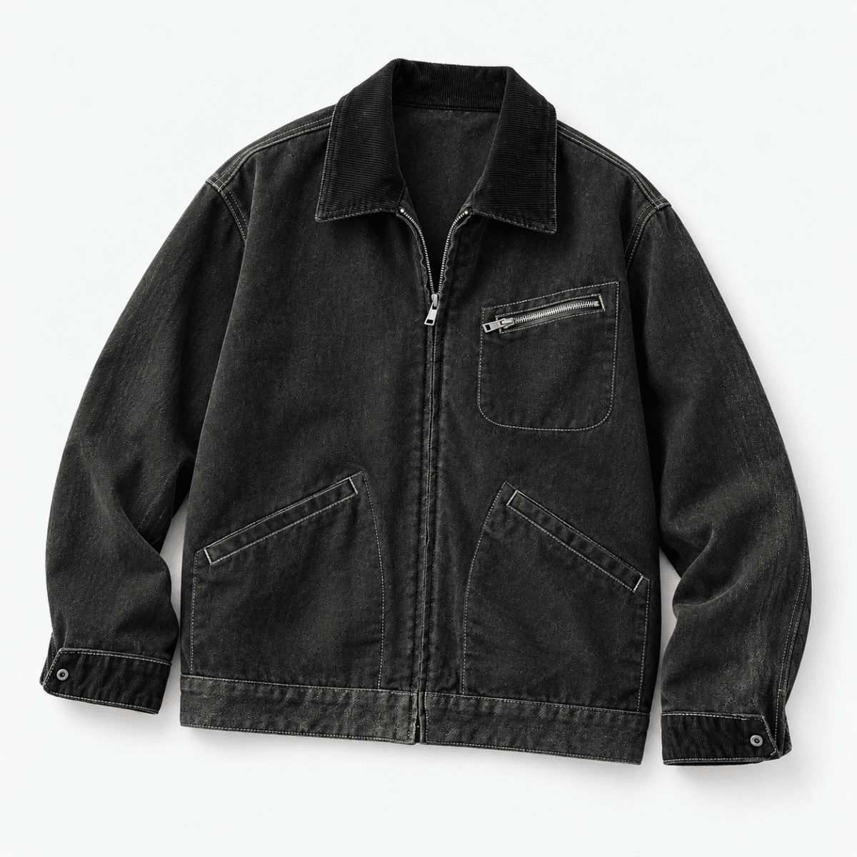 Leonardo casual denim loose jacket - AntoniosClothing - Black