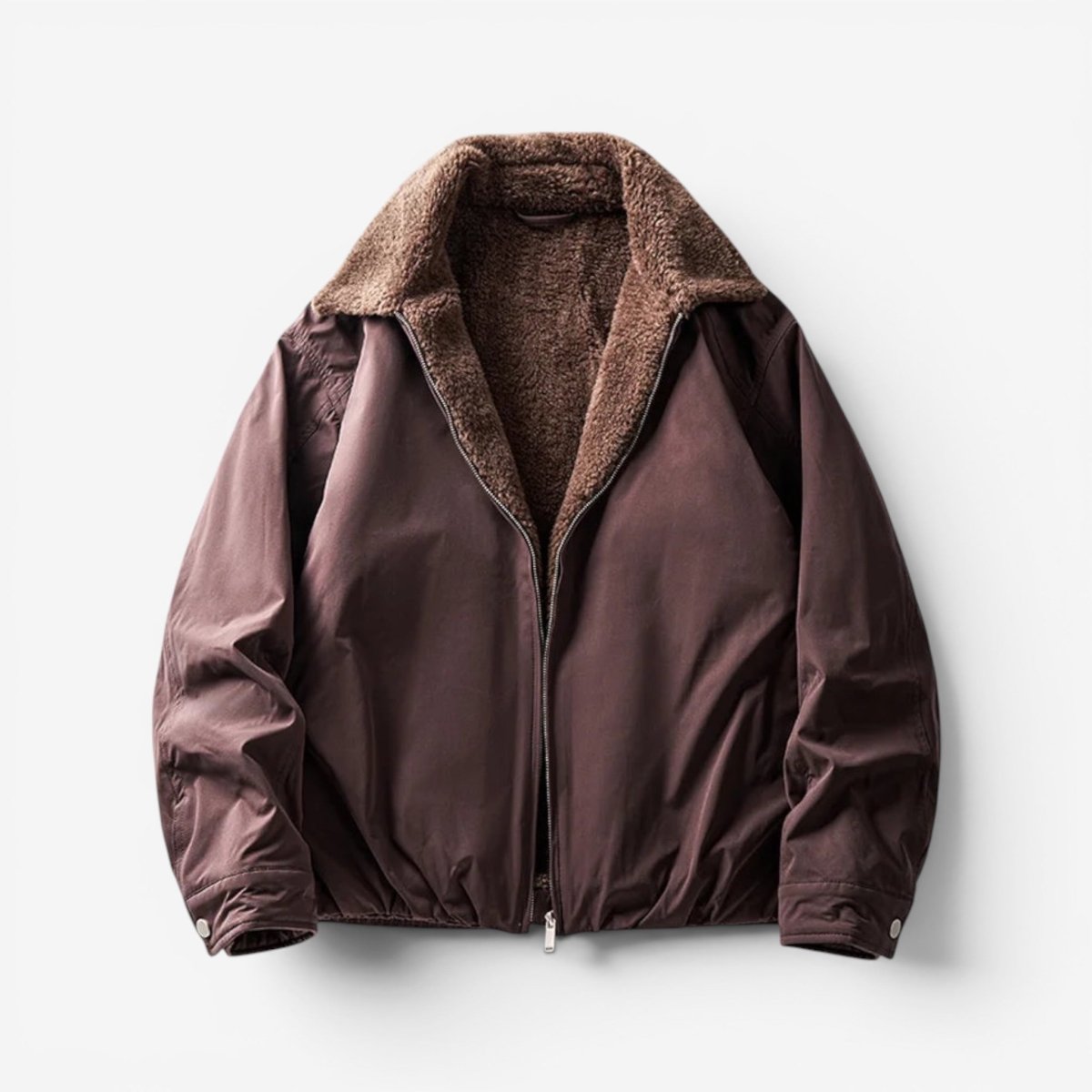 Leonardo casual jacket with flannel collar - AntoniosClothing - Wine red