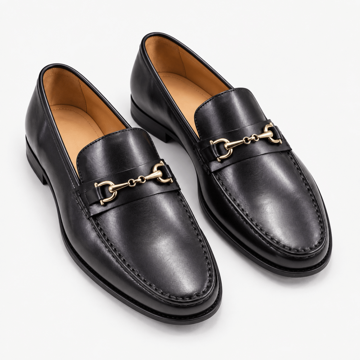 Leonardo classic italian loafers with chain - AntoniosClothing - Black