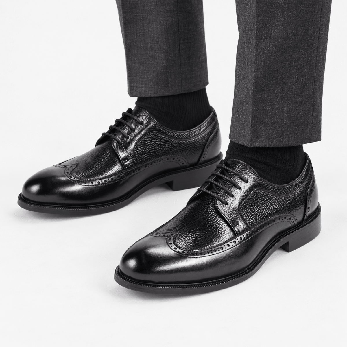 Leonardo formal genuine leather shoes - AntoniosClothing - Black