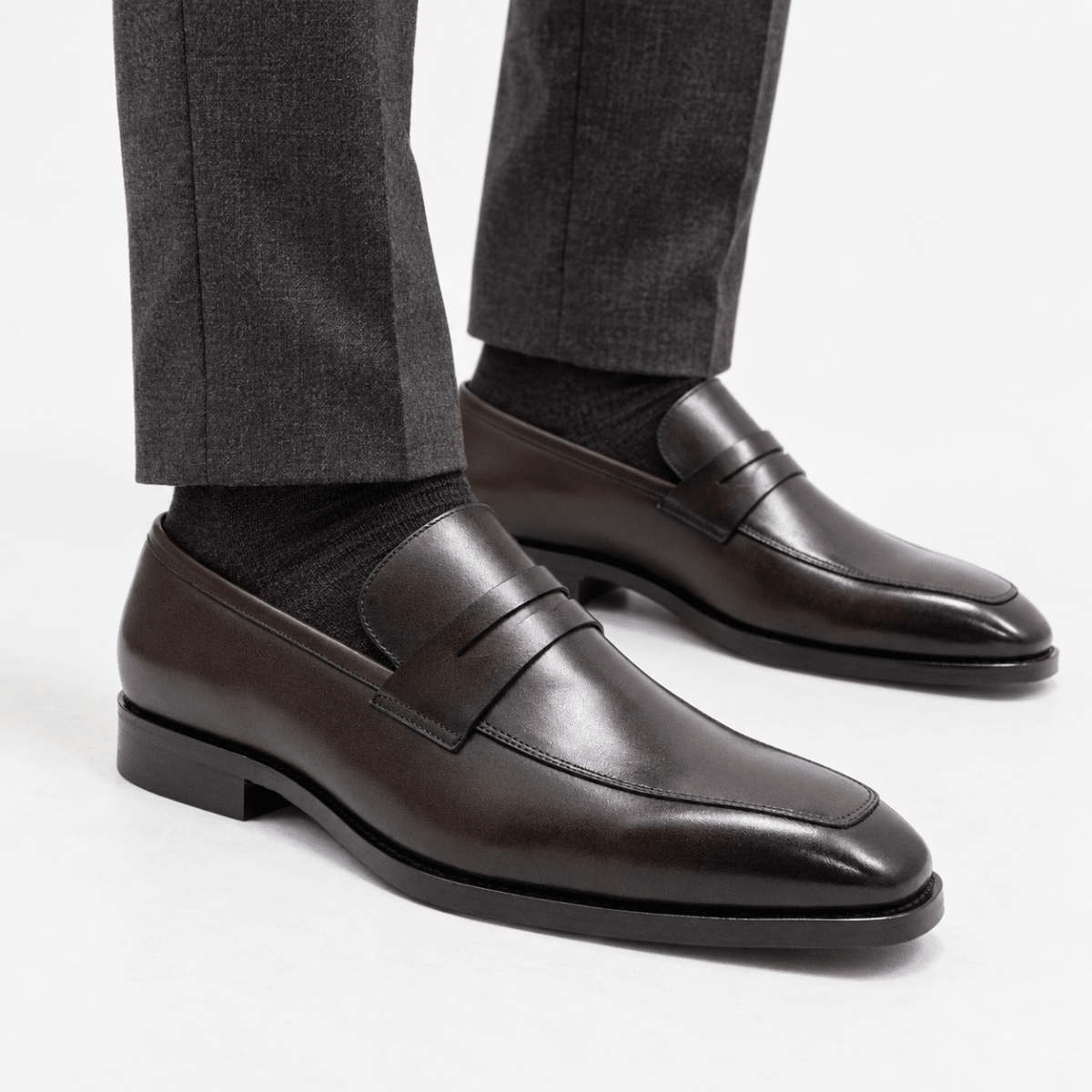 Leonardo formal office loafers - AntoniosClothing - Coffee