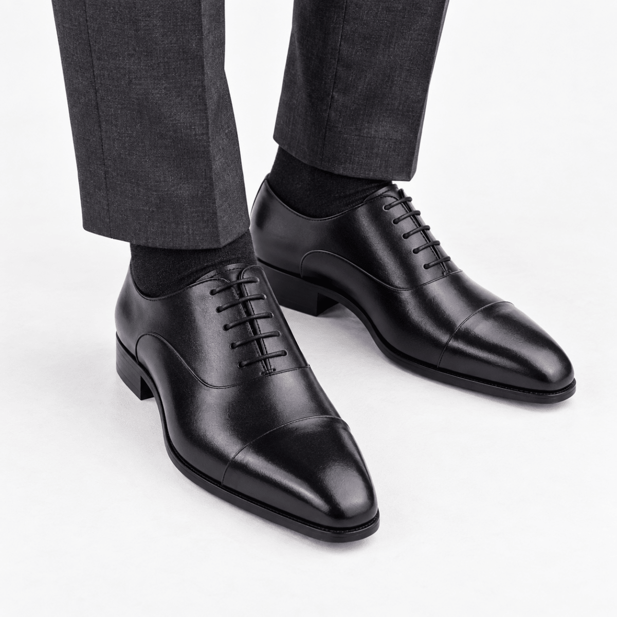 Leonardo gentleman oxford genuine leather shoes - AntoniosClothing - Black