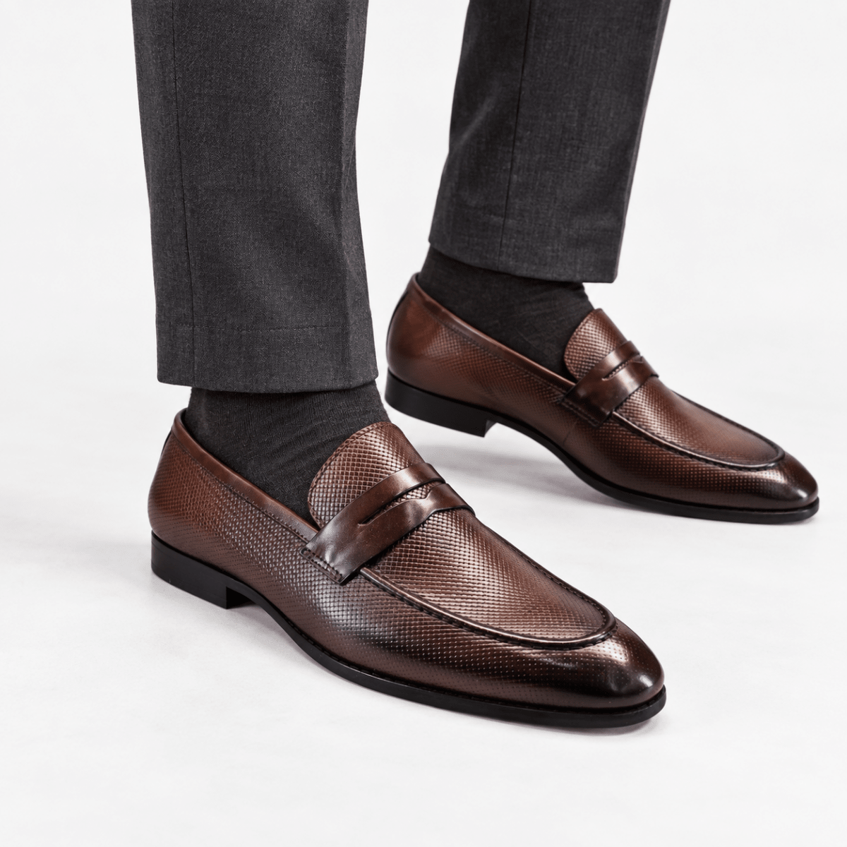 Leonardo genuine leather penny loafers - AntoniosClothing - Coffee