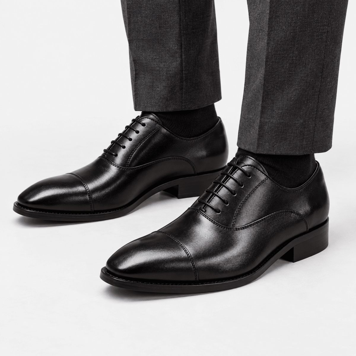 Leonardo oxford genuine leather shoes - AntoniosClothing - Black