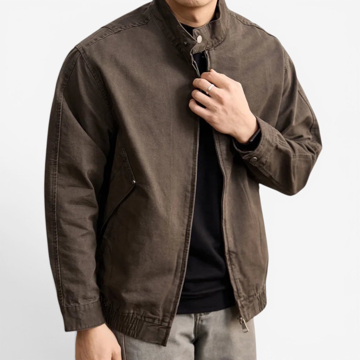 Leonardo spring washed cotton jacket - AntoniosClothing - Brown
