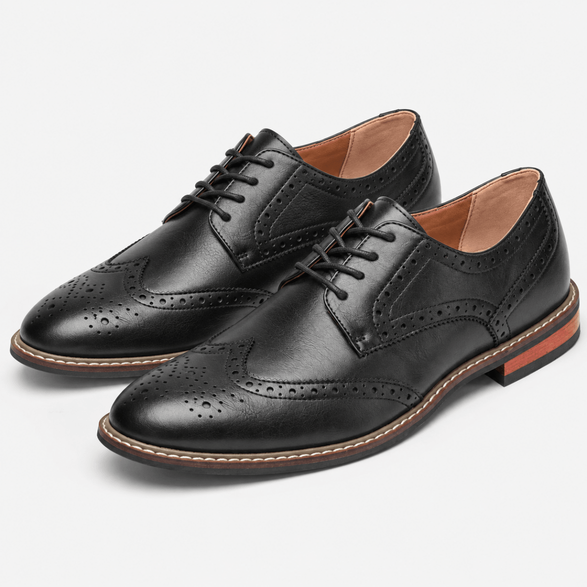 Leonardo stylish brogue elegant shoes - AntoniosClothing - Black