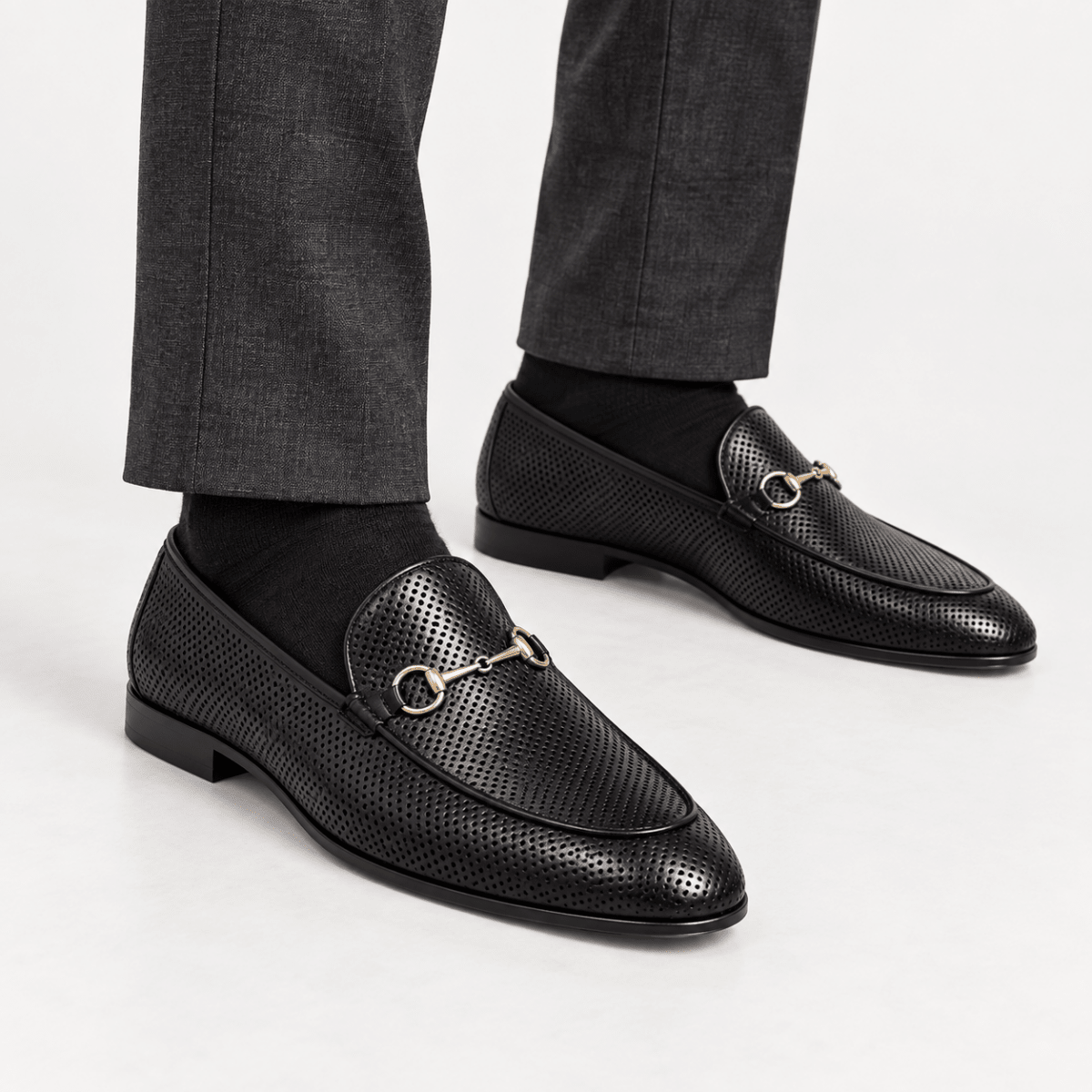 Leonardo summer leather loafers - AntoniosClothing - Black